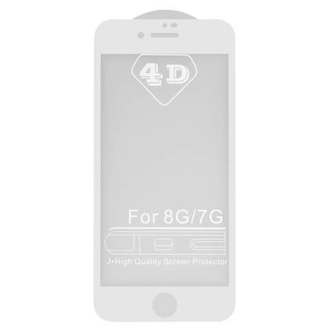 Захисне скло All Spares для Apple iPhone 7, iPhone 8, iPhone SE 2020, 0,26 мм 9H, 5D Full Glue, білий, шар клею нанесений по всій поверхні