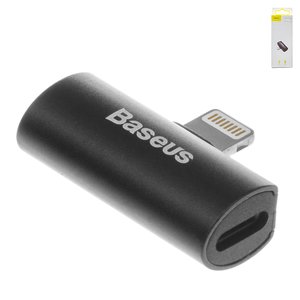 Адаптер Baseus L46, не підтримує функції мікрофона, Lightning to Dual Lightning 2 в1, Lightning, чорний, 2 A, #CAL46 01