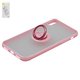 Чохол Baseus для iPhone X, iPhone XS, рожевий, матовий, з кільцем-тримачем, пластик, #WIAPIPH58-YD04