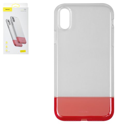 Чохол Baseus для iPhone XR, червоний, прозорий, силікон, пластик, #WIAPIPH61 RY09