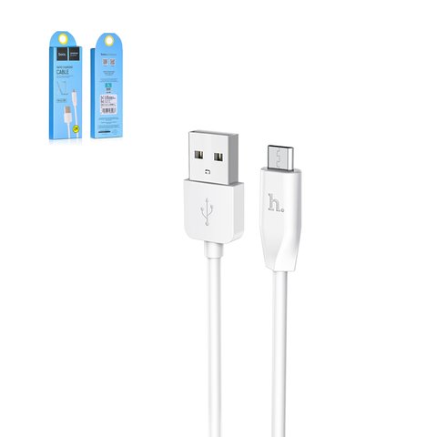 USB кабель Hoco X1, USB тип A, micro USB тип B, 100 см, 2,4 А, білий, #6957531032038