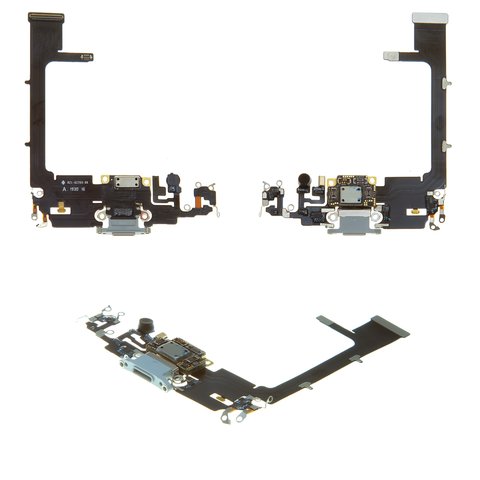 Шлейф для Apple iPhone 11 Pro, коннектора наушников, коннектора зарядки, серебристый, с микрофоном, с компонентами, Original PRC 