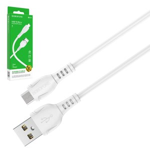 USB кабель Borofone BX51, USB тип A, micro USB тип B, 100 см, 2 A, белый, #6931474743923