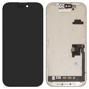 Дисплей для iPhone 16 Pro, черный, с рамкой, Оригинал переклеено стекло 