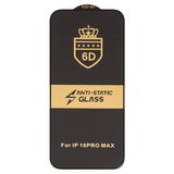 Защитное стекло ESD 6D для Apple iPhone 16 Pro Max, совместимо с чехлом, Full Glue, Anti-Static, (без упаковки), черный