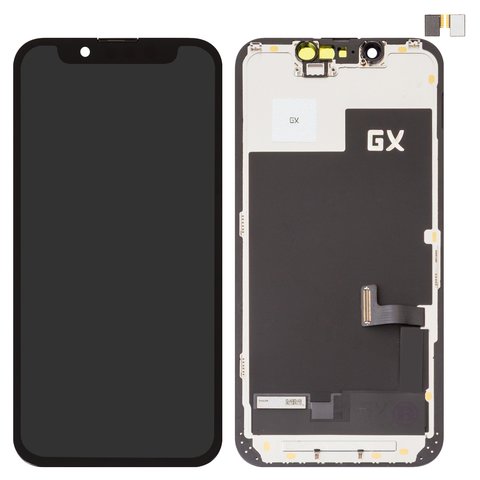 Дисплей для iPhone 13 mini, черный, с рамкой, High Copy, без микросхемы, OLED , GX OEM hard