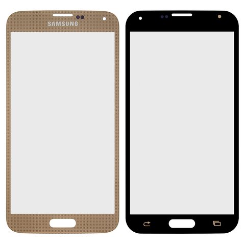 Housing Glass compatible with Samsung G900F Galaxy S5, G900H Galaxy S5, G900T Galaxy S5, golden 