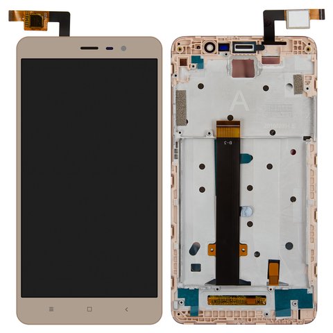 LCD compatible with Xiaomi Redmi Note 3, golden, without navigation keyboard backlight 