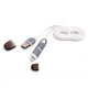 Cable USB micro USB, 2 in 1, USB tipo-A, micro USB tipo-B, Lightning, 100 cm, blanco