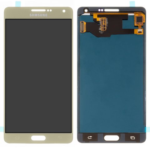 LCD compatible with Samsung A700 Galaxy A7, golden, without adjustment of light, without frame, Copy, TFT  