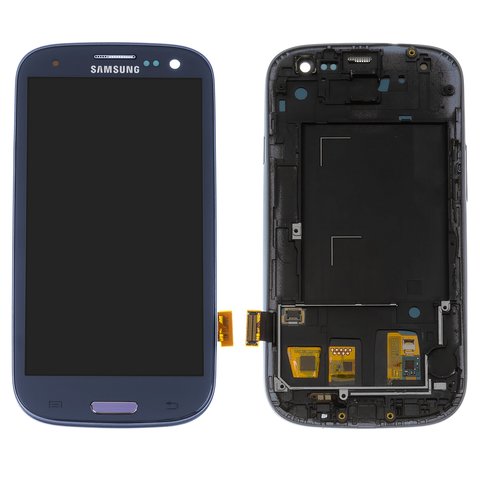 LCD compatible with Samsung I9300 Galaxy S3, dark blue, with light adjustable, with frame, Copy, TFT  