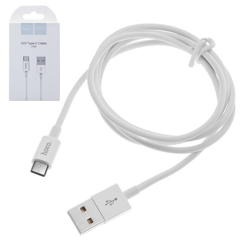 Cable USB Hoco X23, USB tipo A, USB tipo C, 100 cm, 2 A, blanco