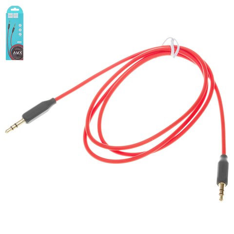 AUX кабель Hoco UPA11, TRS 3.5 мм, 100 см, красный, силиконовый, TRS 3,5 мм к TRS 3,5 мм, #6957531079309