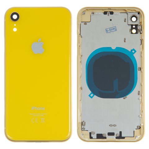 Housing compatible with iPhone XR, yellow, with SIM card holders, with side buttons 