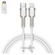 USB кабель Baseus Cafule Series Metal, USB тип-C, Lightning, 100 см, 20 Вт, белый, в нейлоновой оплетке, #CATLJK-A02