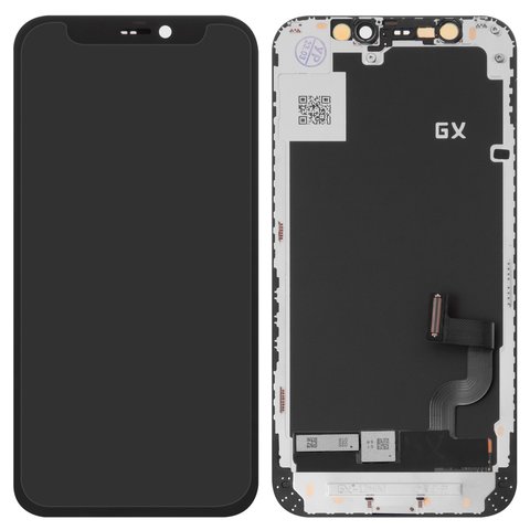 LCD compatible with iPhone 12 mini, black, with frame, HC, OLED , GX OEM hard 