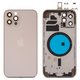 Housing compatible with iPhone 12 Pro, (golden, with SIM card holders, with side buttons, gold)