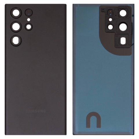 Housing Back Cover compatible with Samsung S908B Galaxy S22 Ultra 5G, black, with camera lens 