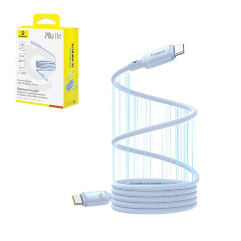 Cable USB Baseus PicoGo, 2xUSB tipo C, 100 cm, 240 W, azul claro, magnético, de silicona, #P10376800311 00