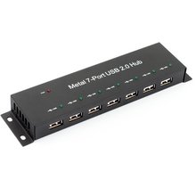 Concentrador USB 2.0 de 7 puertos en carcasa metálica - Descripción breve