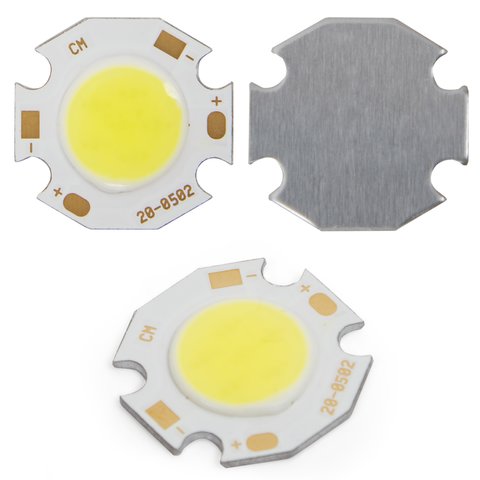 COB LED Chip 5 W cold white, 450 lm, 20 mm, 300 mA, 15 17 V 