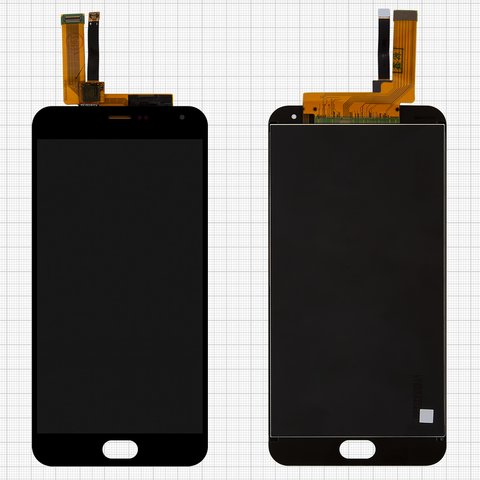 LCD compatible with Meizu M2 Note, black, type 1 , without frame, with yellow cable 