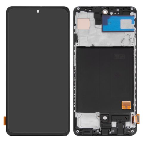 LCD compatible with Samsung A515 Galaxy A51, black, with frame, High Copy, OLED  