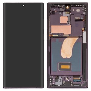 LCD compatible with Samsung S918 Galaxy S23 Ultra, black, with frame, original change glass 