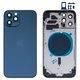 Housing compatible with iPhone 12 Pro Max, (dark blue, with SIM card holders, with side buttons, HC, pacific blue)