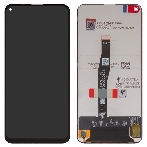LCD compatible with Huawei Honor 20, Honor 20 Pro, Nova 5T, black, without frame, FLYCDI, 1540380482