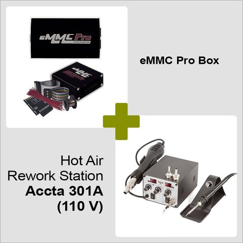 eMMC Pro Box + Estación de soldadura de aire caliente Accta 301A 110 V 