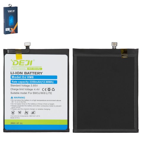 Batería Deji BM3J puede usarse con Xiaomi Mi 8 Lite 6.26", Li ion, 3.85 V, 3350 mAh
