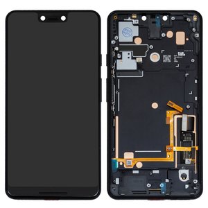 Pantalla LCD puede usarse con Google Pixel 3 XL, negro, con marco, Original PRC 