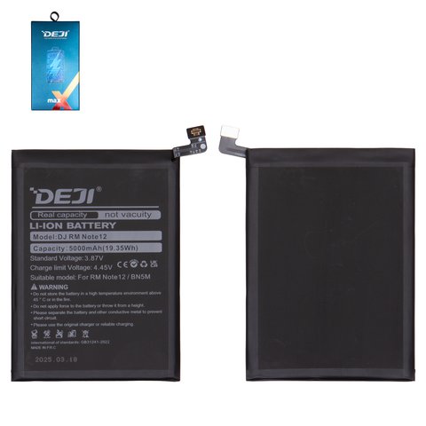 Batería Deji BN5M puede usarse con Xiaomi Redmi Note 12 4G, Li ion, 3.87 V, 4900 mAh