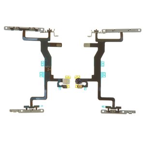 Шлейф Apple iPhone 6S, Сopy, спалаху, кнопок звуку, кнопки ввімкнення, з мікрофоном, з металевими пластинами