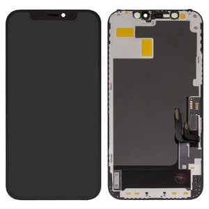 Дисплей для iPhone 12, iPhone 12 Pro, чорний, з рамкою, High Copy, без мікросхеми, OLED , GK OEM hard