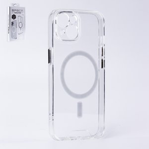 Чехол MagSafe Space Full Camera для iPhone 14, прозрачный, магнитный, силикон, с защитой камеры