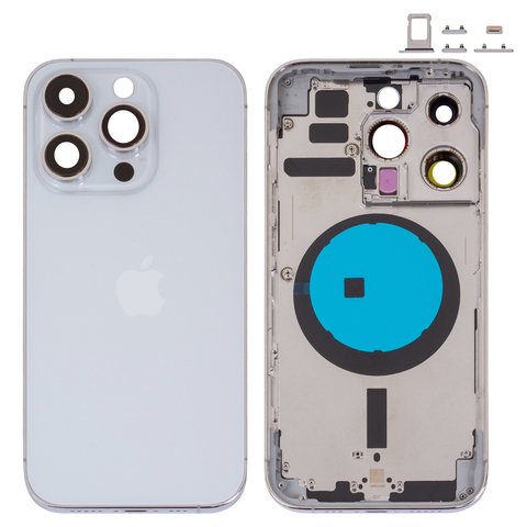 Корпус для iPhone 14 Pro, сріблястий, з тримачем SIM карти, з боковими кнопками, Original PRC , EU Version, silver