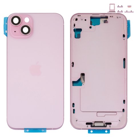 Корпус для iPhone 15 Plus, рожевий, з тримачем SIM карти, з боковими кнопками, Original PRC , EU version