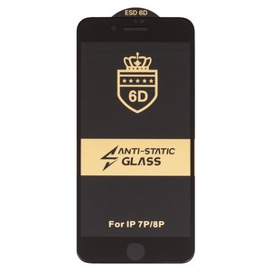 Защитное стекло ESD 6D для Apple iPhone 7 Plus, iPhone 8 Plus, совместимо с чехлом, Full Glue, Anti Static, без упаковки , черный